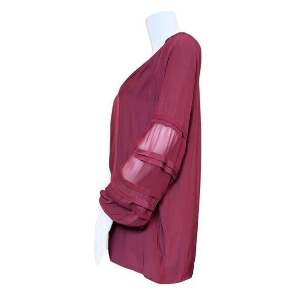 #T149 Ramy Brook Sheer Detail Puff Sleeve Top SZ M $345 - Picture 4 of 11